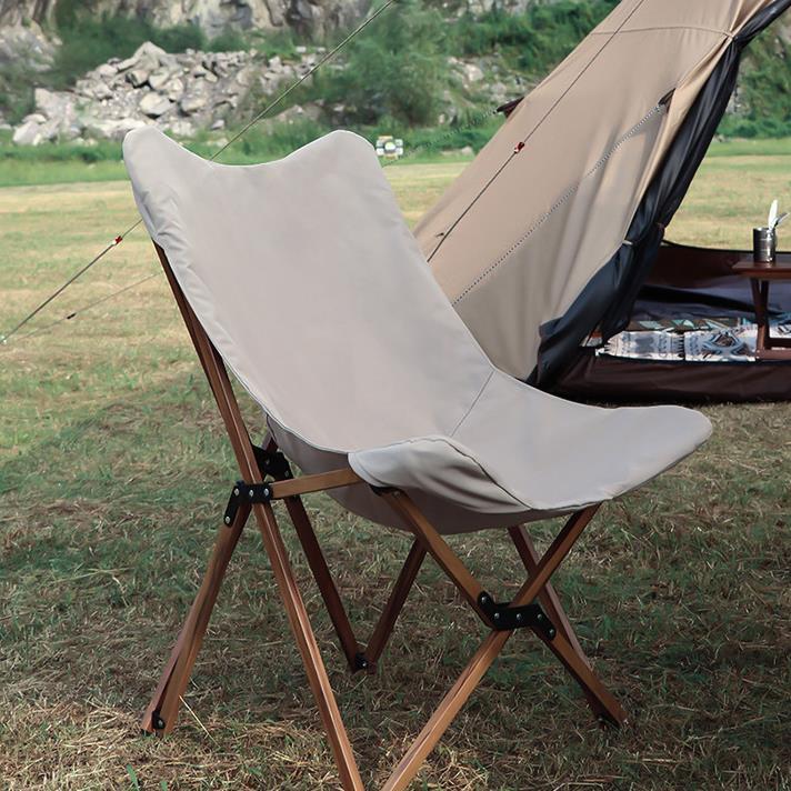 Folding Wooden Grain Aluminum Pipe Camping Chair