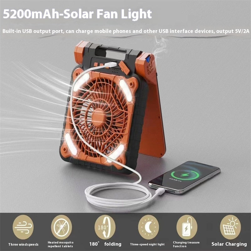 Outdoor Solar Fan Lamp Camping Fishing