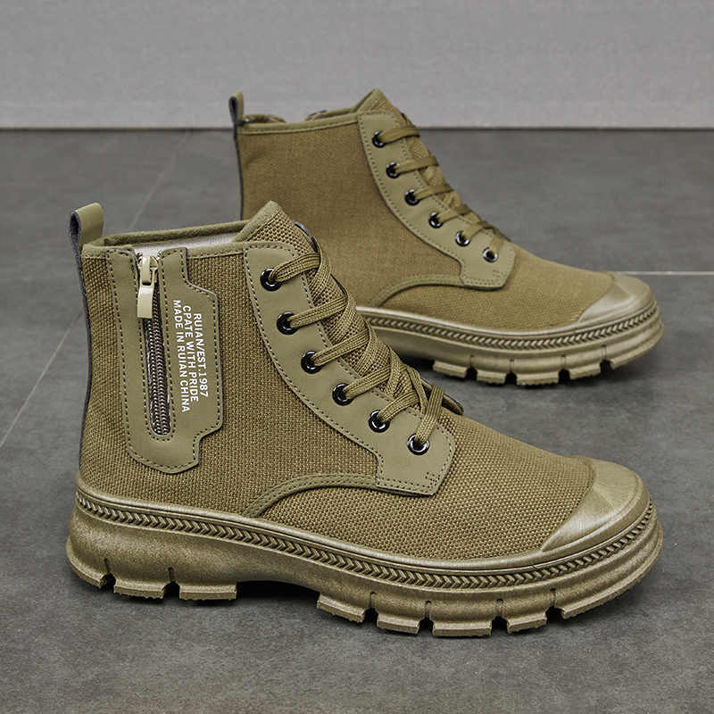 Men's Side Zipper High-top Thicker Shoes