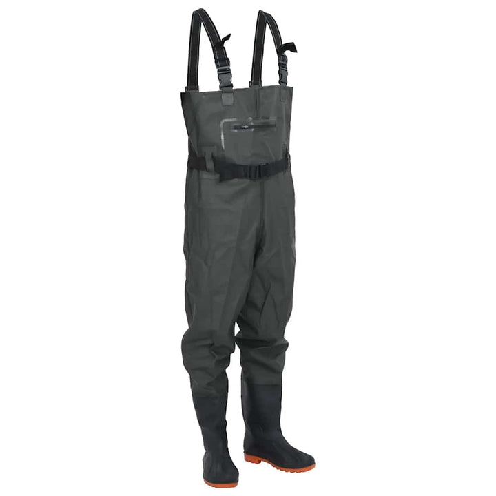 Waders with Boots and Belt, Dark Green, Size