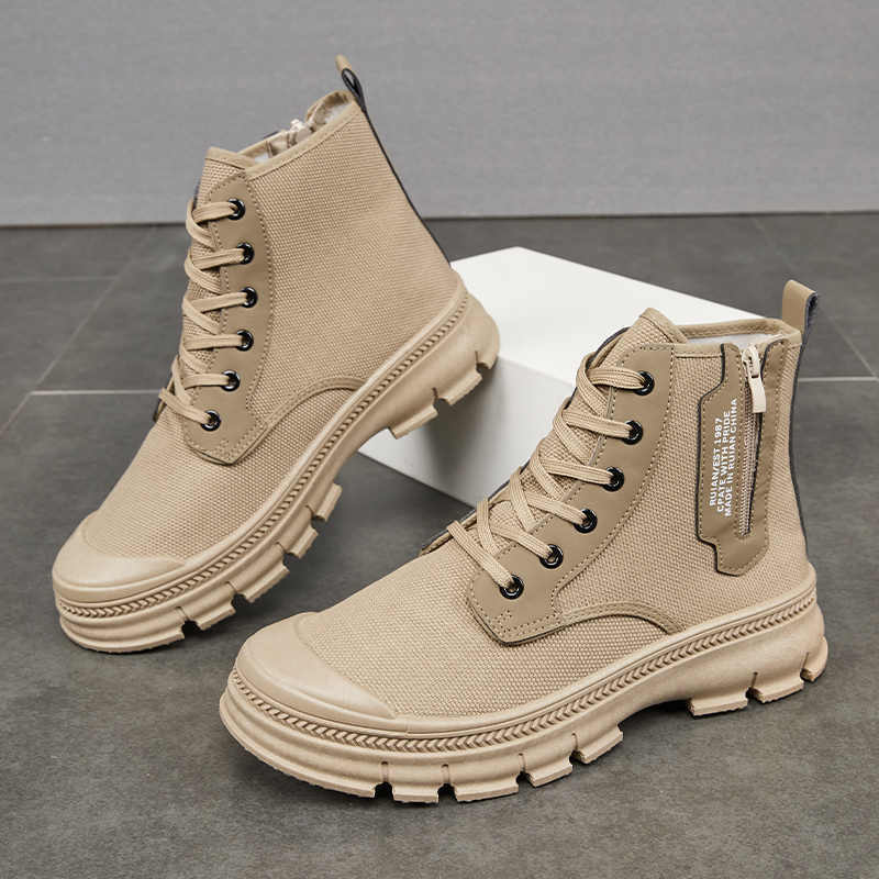 Men's Side Zipper High-top Thicker Shoes