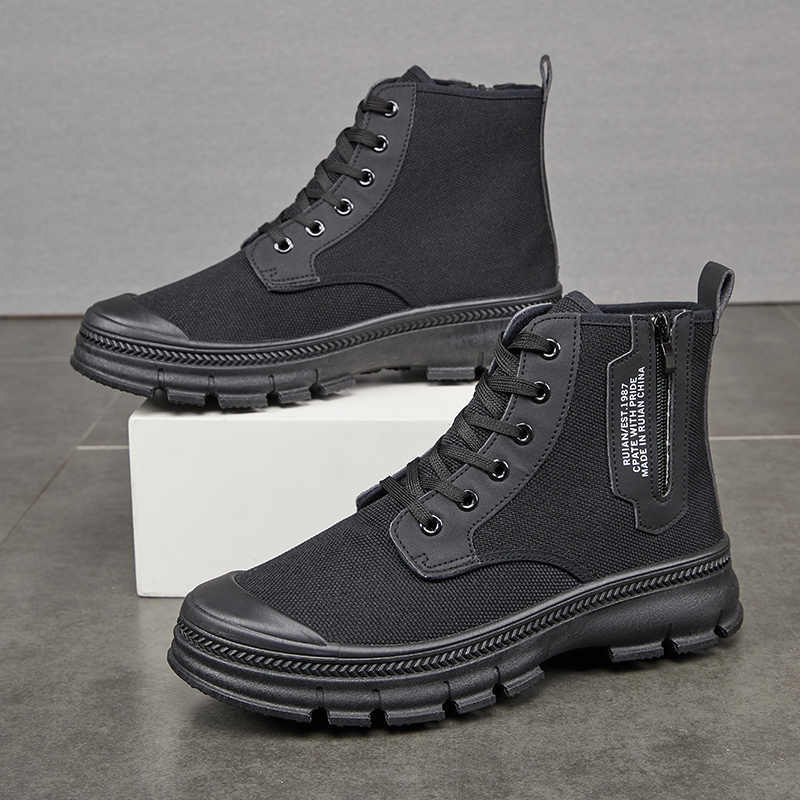 Men's Side Zipper High-top Thicker Shoes