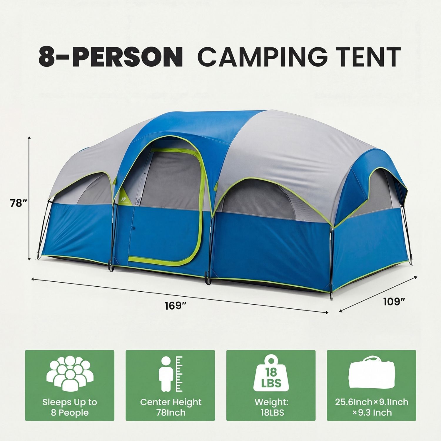 Camping Tent, Waterproof Windproof Dome Tent, Multi-Directional Ventilation, 5 Min Quick Setup, For Family Outdoor, Backpacking, Hiking