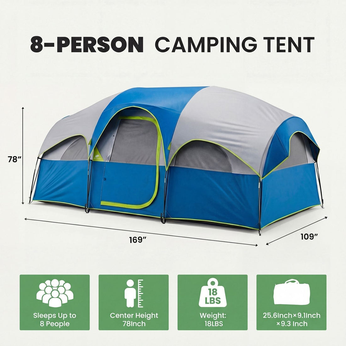 Camping Tent, Waterproof Windproof Dome Tent, Multi-Directional Ventilation, 5 Min Quick Setup, For Family Outdoor, Backpacking, Hiking