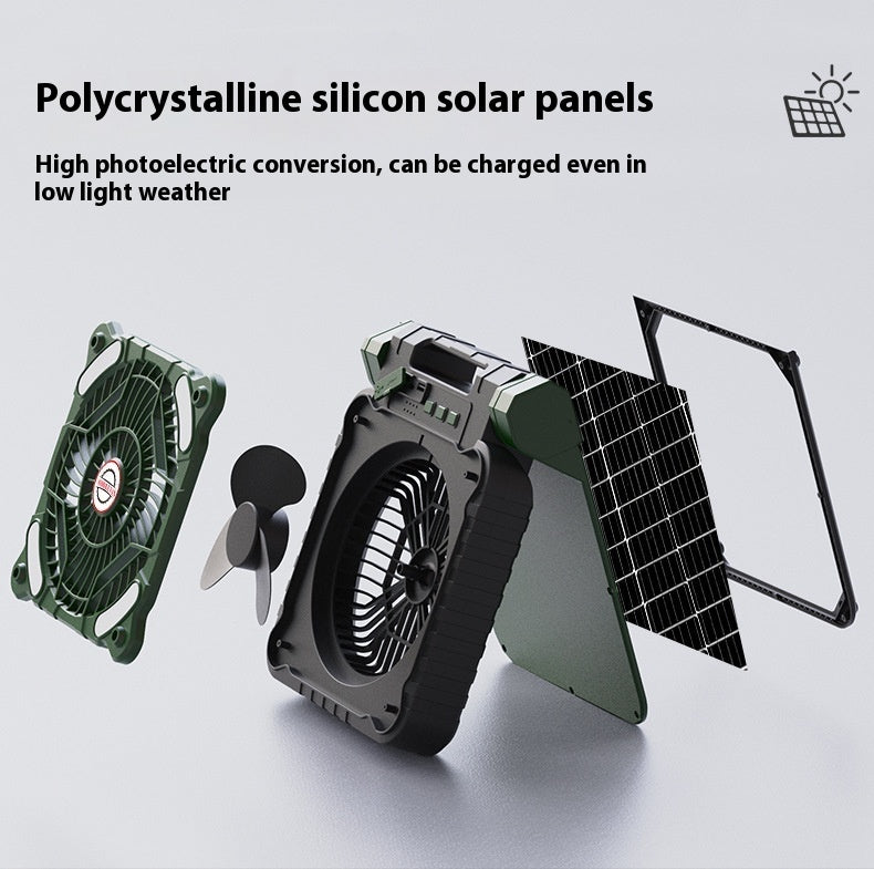Outdoor Solar Fan Lamp Camping Fishing
