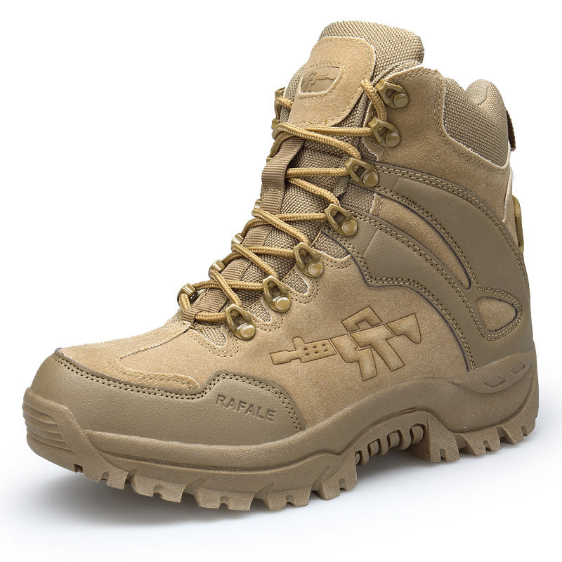 Men's Sand Color High-top Hiking Boots