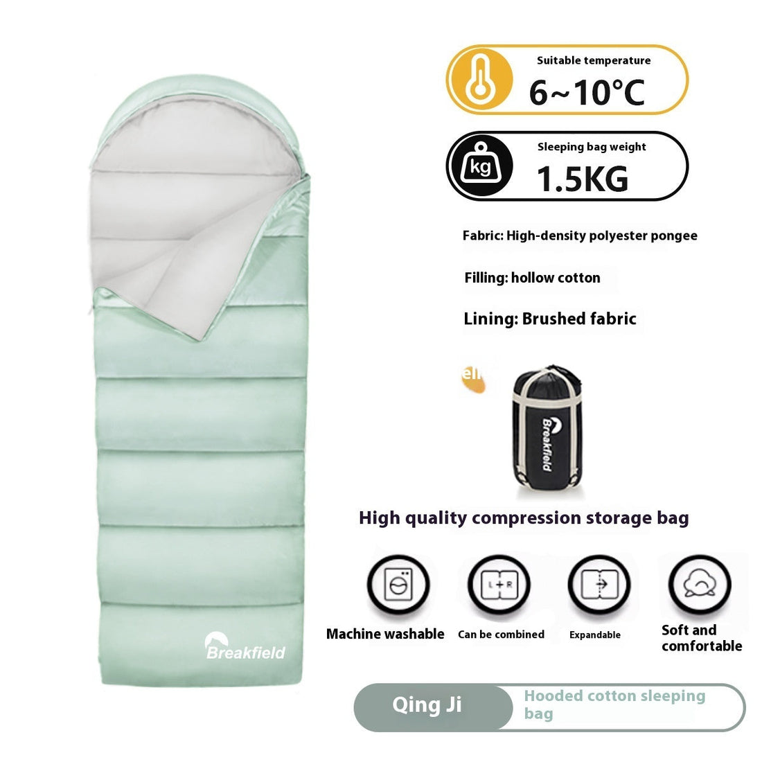 Outdoor Camping Thickened Waterproof Cotton Sleeping Bag