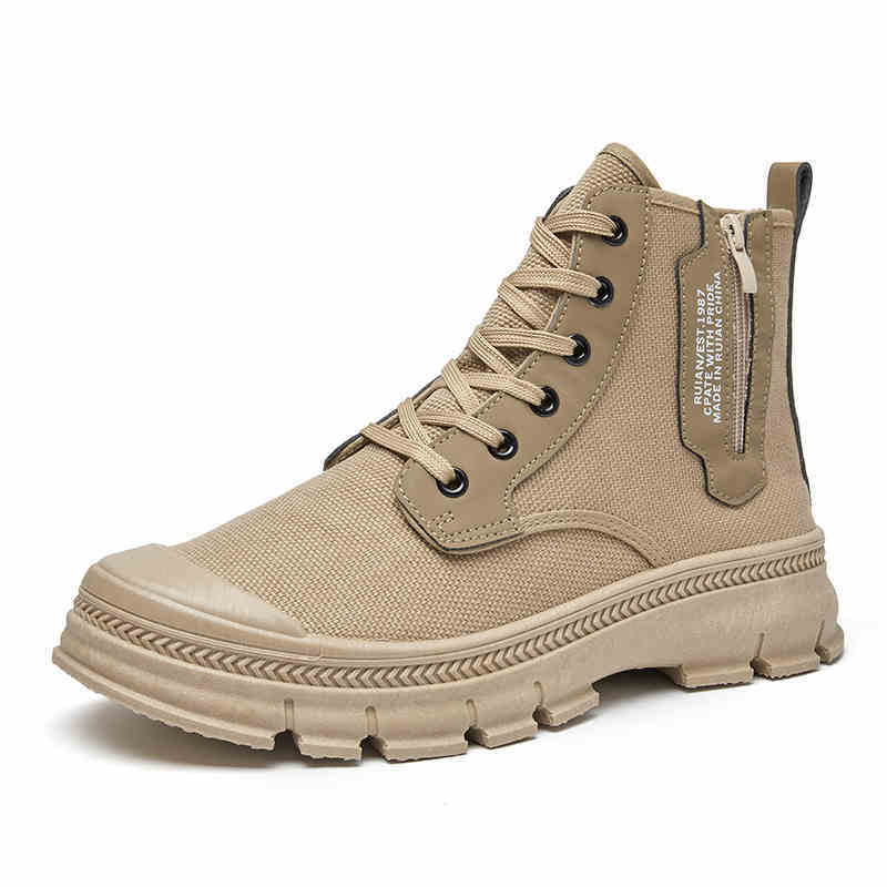 Men's Side Zipper High-top Thicker Shoes
