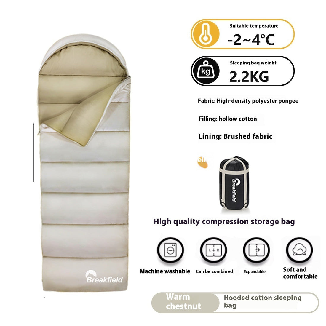 Outdoor Camping Thickened Waterproof Cotton Sleeping Bag