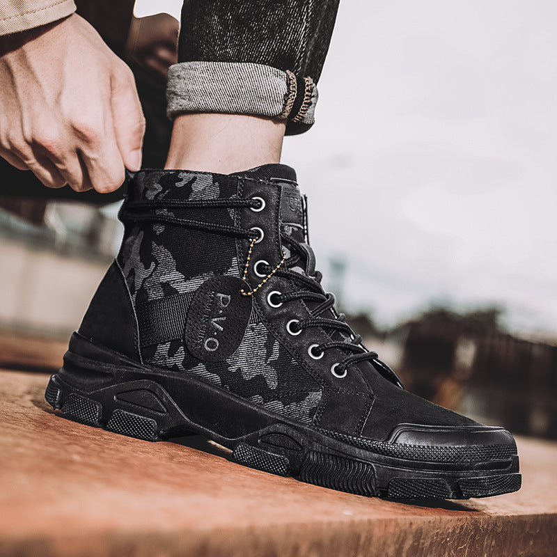 Canvas High-top Tooling Retro Outdoor Hiking Boots