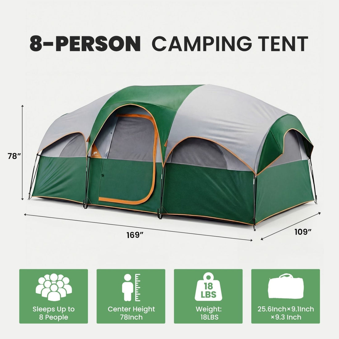 Camping Tent, Waterproof Windproof Dome Tent, Multi-Directional Ventilation, 5 Min Quick Setup, For Family Outdoor, Backpacking, Hiking
