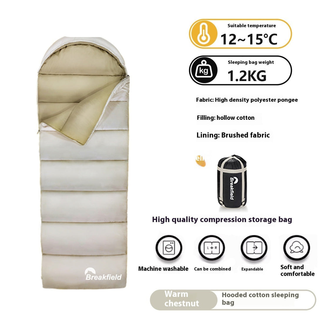 Outdoor Camping Thickened Waterproof Cotton Sleeping Bag