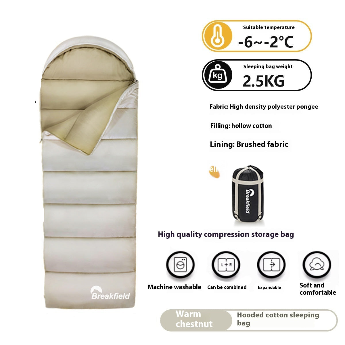 Outdoor Camping Thickened Waterproof Cotton Sleeping Bag